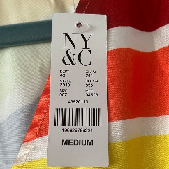 NWT New York & Co Striped Satin-Feel Multi Color Blouse Size M - Picture 5 of 6